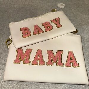 NWT Matching Baby/Mama Chenille Patch Pouches